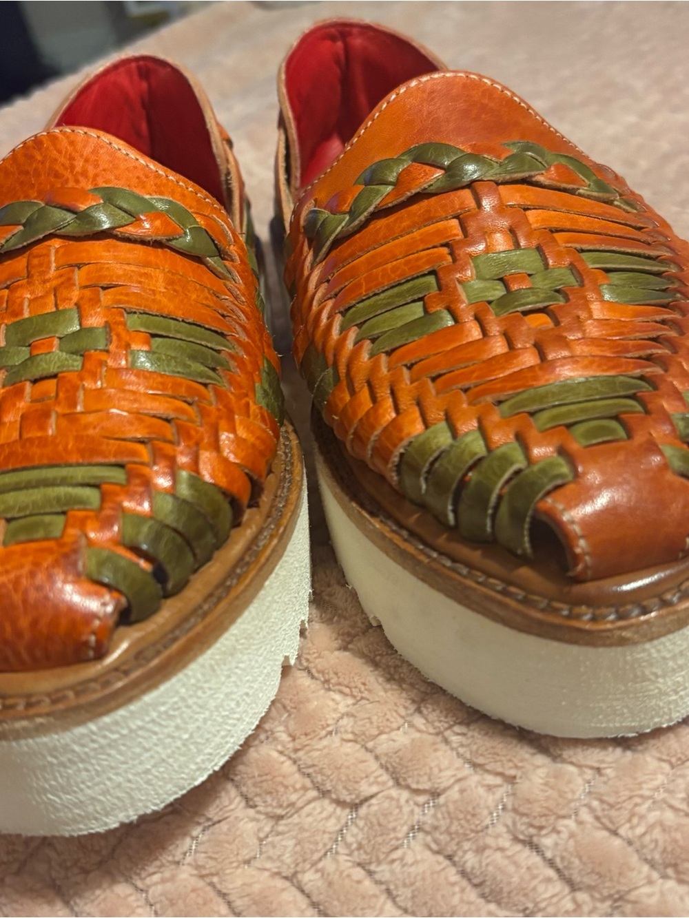 NWOT Bed Stu LeatherWomen's Lizzie Huarache Platform rustic tan and green 8.5 - Picture 3 of 10